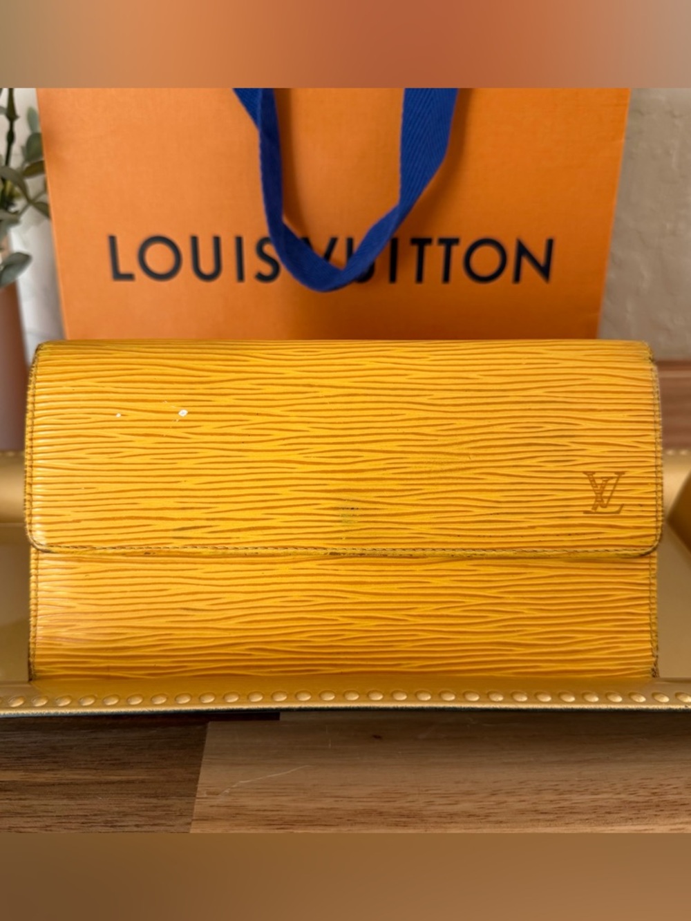 Louis Vuitton Yellow Epi  Wallet Clutch